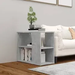 vidaXL Beistelltisch Betongrau 60x30x50 cm - Stylischer Beistelltisch aus Holzwerkstoff mit 2 Regalen für optimalen Stauraum und einfachem Zugang zu Ihren Lieblingsgegenständen. Ideal für Wohnzimmer und leicht zu reinigen.