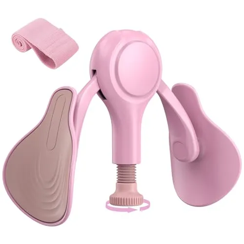 Beckenbodenübungsgerät Kegel Exerciser Muskeltrainer 6.8-31.8 kg Verstellbar für Damen/Herren, Innerer Oberschenkeltrainer Hüfte Abduktor Maschine mit Widerstandsband, Beintraining (Rosa)