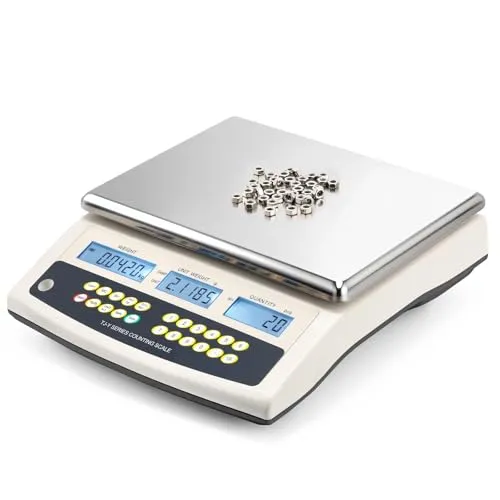 Bonvoisin Digitale Zählwaage 6kg x 0,1g- Industriewaage mit All-in-One-Funktionen (Tara, Zählen, Alarm) & RS232 - Hochpräzise Waage für Teile und Münzen - Mit Wiegeplattform und wiederaufladbarem Akku