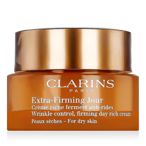 Clarins Extra Firming Jour für trockene Haut 50ml - Reichhaltige Tagespflege für reife, trockene Haut. Spendet intensive Feuchtigkeit und schützt vor Umwelteinflüssen. Ideal für den täglichen Einsatz, besonders in kalten Monaten.