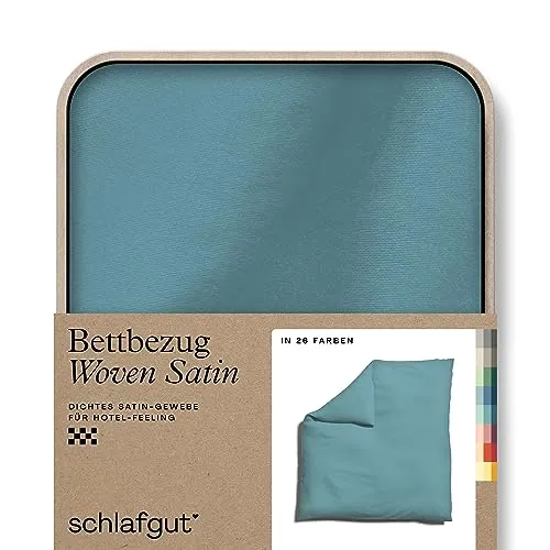 Schlafgut Bettdeckenbezug Woven Satin, Pastellblau - Bettwäsche 200x200 cm, atmungsaktiv und bügelleicht, schadstoffgeprüft nach Oeko-Tex® für einen gesunden Schlaf.