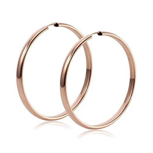 Materia Damen Creolen 40mm in Roségold aus 925 Silber - Ohrringe für Damen: Hochwertige 40mm große Creolen aus 925 Sterling Silber, 18k Rosé vergoldet, ideal als Geschenk in einer eleganten Schmuck-Schachtel.