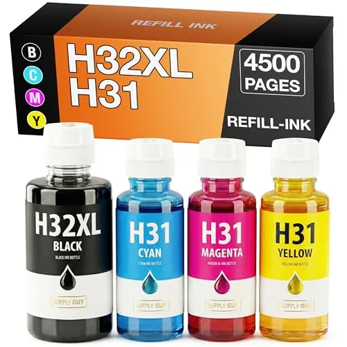 Supply Guy XL Tinte kompatibel mit HP 32XL / HP 31 passend für Smart Tank 5100 Series 5105 5106 5107 7000 7005 7006 7300 7305 7306 7600 7605 7606 Smart Tank Plus 550 555 558 559 570 655 (4 Flaschen)