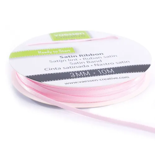 Vaessen Creative Satinband Hellrosa - 3 mm x 10 m Schleifenband Geschenkband