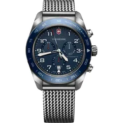 Victorinox 242049 Herrenuhr Swiss Army Chrono 42mm - Silber/Blau - Chronograph mit 10 ATM Wasserdichtigkeit, ideal für Abenteuer und Alltag. Swiss Made Qualität vereint Funktionalität und modernes Design.