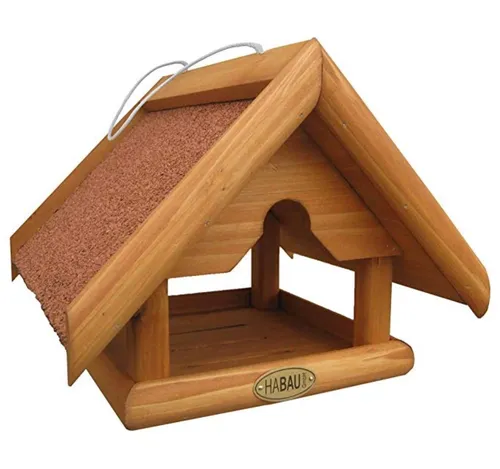 Habau Vogelhaus Bergfink 1731 - Wetterfestes Holz-Futterhaus, zum Hängen oder Stehen, ideales Futterangebot für Wildvögel