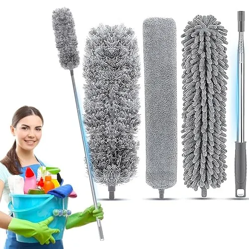 Teleskop Staubwedel – 280 cm Staubwischer mit 3 Köpfen für schwer zugängliche Stellen