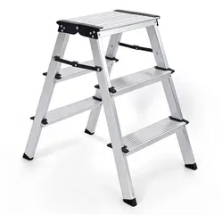 Sekey Aluleiter 3 Stufen – Beidseitig Begehbar, Klappbare Aluminiumleiter