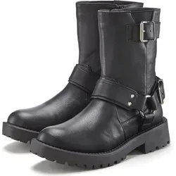 LASCANA Bikerboots schwarz Größe 37 - Wanderschuhe mit stylischem Biker-Design, aus Kunstleder gefertigt für Komfort und Langlebigkeit - ideal für Outdoor-Abenteuer.