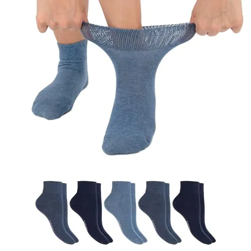 Footstar Damen & Herren Diabetiker Kurzsocken (6 Paar) Blau 43-46