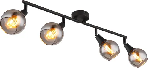 Globo Lighting Strahler Metall schwarz matt, 4x E14 - Moderne Lampe aus schwarz mattiertem Metall mit goldfarbenen Akzenten, ideal für stilvolle Beleuchtung in jedem Raum.