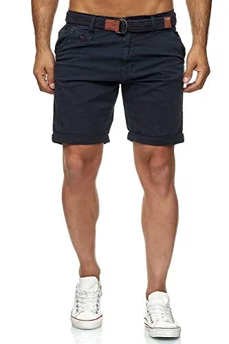 Kurze Hosen Herren mit Gürtel - Conor - Cargo Shorts Herren aus Baumwolle - Sommer Freizeithose mit Taschen - Sportlich eleganter Look - Regular Fit - Bequemes Material mit Stretch - Navy - S