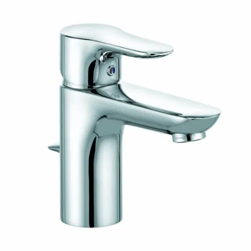 Kludi Waschtisch-Einhebelmischer DN 10 mit Ablaufgarnitur - Waschtischarmatur mit geschlossenen Hebel, Keramik-Kartusche und Heißwasserbegrenzung für effizienten Wasserverbrauch. Ideal für moderne Badezimmer.