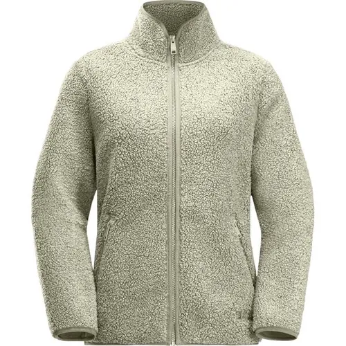 JACK WOLFSKIN Damen Unterjacke HIGH CURL JACKET W - Wanderjacken mit atmungsaktivem SHERPA FLEECE, ideal für kalte Tage. Der hohe Kragen schützt vor Kälte, während die Reißverschlusstaschen für sichere Aufbewahrung sorgen.