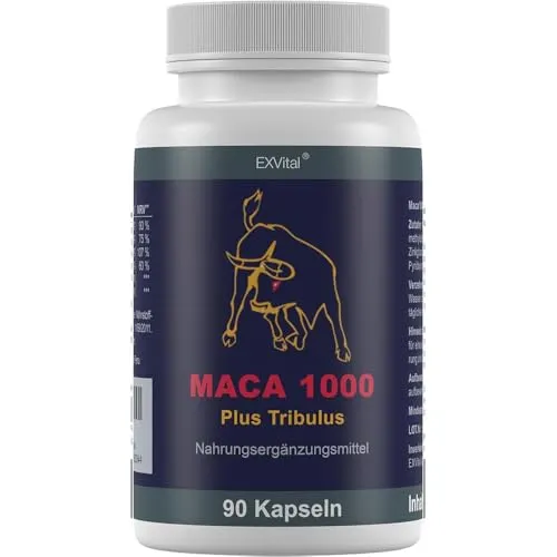 Maca 1000 plus Tribulus, Maca und Tribulus ideal kombiniert in einem Produkt, 90 Kapseln in Premiumqualität, Hochdosiert, 1er Pack (1x 74g)