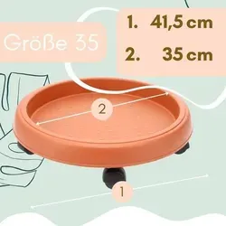 Pflanzenroller rund Rollbrett Pflanzen Blumentopf Untersetzer mit Rollen Blumenroller Pflanzenrolle Rolluntersetzer Wetterfest 35 cm