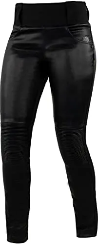 Trilobite Ladies Motorrad Leder Leggings, schwarz, Größe 26-32 - Motorradhosen mit Skinny Fit, aramidverstärkt an Knie, Hüfte und Gesäß, inklusive höhenverstellbaren Knieprotektoren für optimalen Schutz und Komfort.