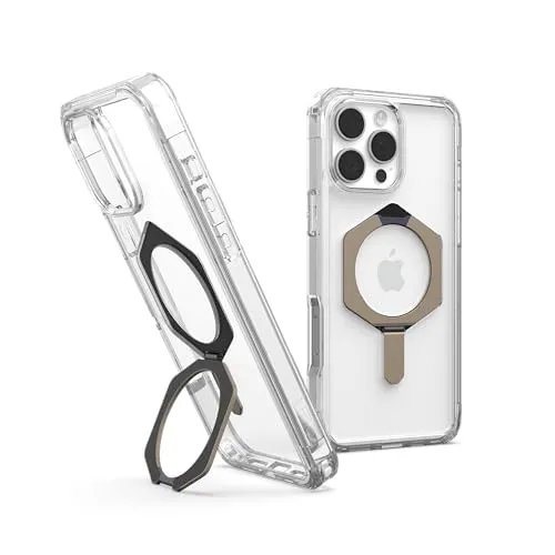 URBAN ARMOR GEAR UAG Plyo XTE Hülle für iPhone 16 Pro Max, 6,9 Zoll, kompatibel mit MagSafe-Ladefunktion und Ständer, robust, Anti-Vergilbung, transparent, Militärqualität, Transparent/Titan