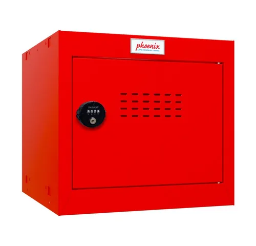 Phoenix CL0344RRC Würfel-Schließfach 44L - Rot - Sicheres Schließfach für persönliche Gegenstände, ideal für Zuhause, Büro oder Fitnessstudios. Mit robustem Design und 4-Rad-Kombinationsschloss für maximalen Schutz.