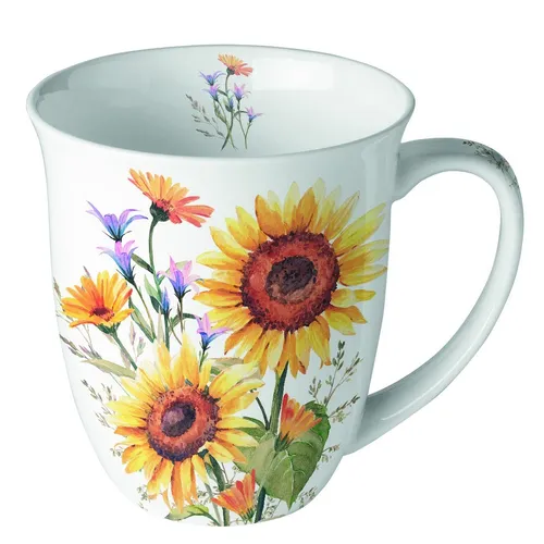 Ambiente Kaffeetasse Mohnblumen und Kornblumen - Kaffeetasse aus Fine Bone China Porzellan, spülmaschinen- und mikrowellenfest, ideal für Kaffee, Tee oder Kakao – perfekt für den täglichen Gebrauch oder besondere Anlässe.