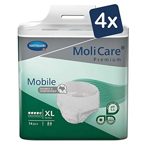 MoliCare Premium Mobile 5 Tropfen XL, 56 Stück - Inkontinenzeinlagen für aktive Menschen, dünner Saugkörper für diskreten und sicheren Schutz bei leichter Harninkontinenz. Atmungsaktive Materialien sorgen für hohen Tragekomfort.