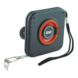 BMI Weißes Stahlbandmaß 10 m - Messgeräte: Beidseitig einbrennlackiertes, rostbeständiges Stahlbandmaß mit abriebfester Kunstharzbeschichtung und klappbarem Messhaken für präzise Messungen.