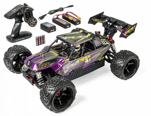 Carson Virus Race 4.3 Brushless 1:8 RTR - Lila - RC Auto mit Alu-Chassis für hohe Stabilität und 4S HOBBYWING Antrieb für bis zu 80 km/h. Komplettset mit Fernsteuerung und Akkus für sofortigen Fahrspaß!