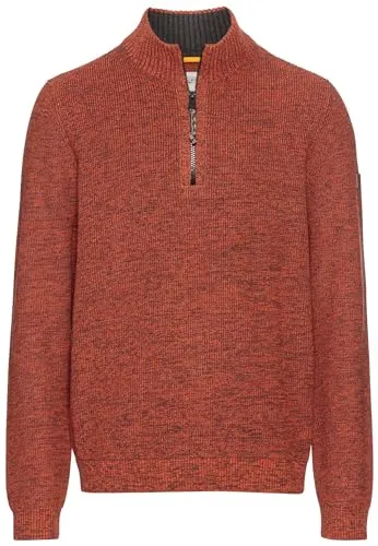 camel active Herren Stricktroyer aus Baumwollmix Rot-Orange, Menswear-XL
