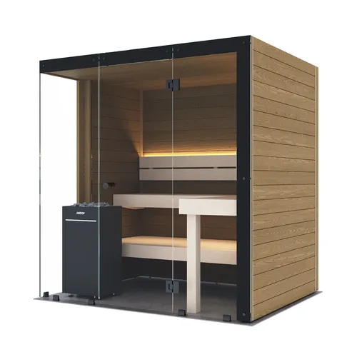Harvia Block Left Medium Saunakabine – Design-Sauna aus Thermo-Erle 198x160x210cm - Hochwertige Trockensauna von Harvia, ideal für entspannende Momente. Die Kabine aus Thermo-Erle verbindet modernes Design mit Funktionalität.