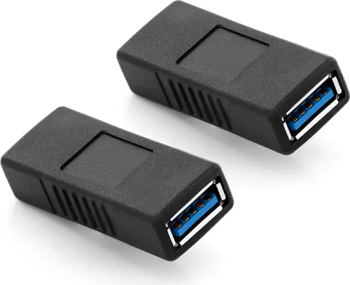 deleyCON 2 Stück USB 3.0 Adapter Kupplung Verbindung Koppler Erweiterung - A-Buchse zu A-Buchse - 2 USB Kabel verbinden - verlängern - Schwarz