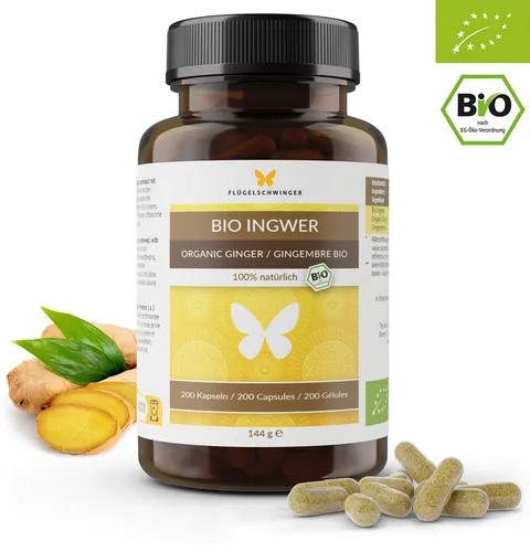 BIO Ingwer Kapseln hergestellt in Deutschland hochdosiert Ginger vegan 200