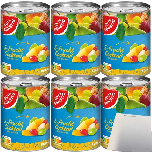 Gut&Günstig 5-Frucht Cocktail leicht gezuckert 6er Pack 6x410g Dose usy Block