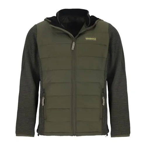 Baumfuchs Herren Hybridjacke Stepp und Fleece - Outdoor-Jacke mit Kapuze in Oliv Größe XL