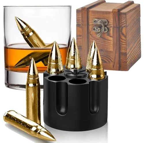 Wiederverwendbare Eiswürfel, Whisky Steine, Edelstahl Eiswürfel Edelstahl-Eiswürfel mit High Cooling-Technologie, verwendet für Whisky, Wodka, Likör, Wein, Geburtstagsideen für Papa ihn Freund Ehemann