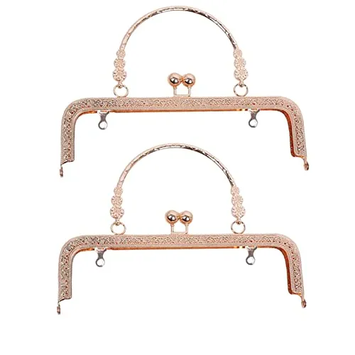 WANGCL Geldbörsenverschlüsse mit Metallrahmen, für Taschen, Münzen, Geldbörsen, Rahmen für Taschenherstellung, DIY, Retro, Handwerk, Clutch, Rose, 2 Stück