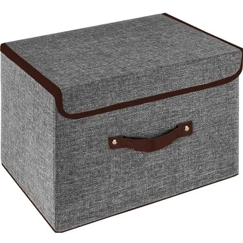 OWill Faltbare Aufbewahrungsbox mit Deckel, grau - Praktische Aufbewahrungsbox für Zuhause und Büro, aus hochwertigem Vliesstoff, staubdicht und faltbar für platzsparende Lagerung.