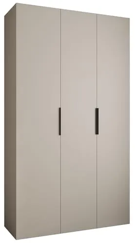 MEBLE KRYSPOL Como 4 Schrank mit 3 Türen - Kleiderschrank - Garderobe - Aufbewahrungsschrank für Schlafzimmer, Jugendzimmer, Kinderzimmer - 245,5x140x50cm - Kaschmir, Schwarz