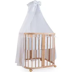 Mobiles Babybett 7in1 aus Holz mit Matratze – Weiß - Vielfältig einsetzbares Babybett: Mitwachsend und anpassbar für Kinder von 0-36 Monaten, inklusive 3-teiliger Schaumstoffmatratze. Ideal als Beistellbett oder Laufstall. Ein praktisches Möbelstück für viele Jahre!