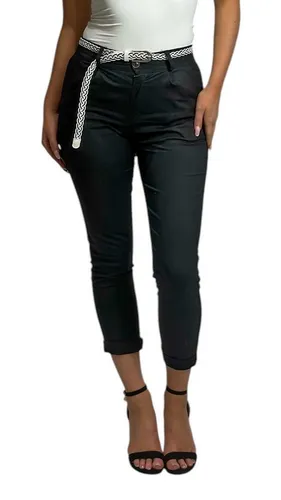 Mississhop Chinohose Damen Hose Baumwolle Hose mit Gürtel M.369