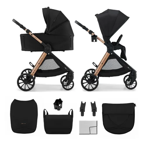 Kinderkraft VESTO 2-in-1-Kinderwagen mit Babywanne und wendbarem Sportsitz, Schwarz