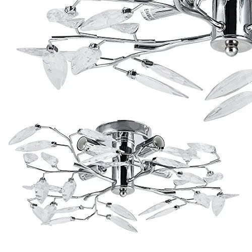 Deckenleuchte 4x E14 mit Dimmfunktion - Moderne 4-flammige Deckenlampe mit elegantem Design aus Kristallen, ideal für stimmungsvolle Beleuchtung in jedem Raum.