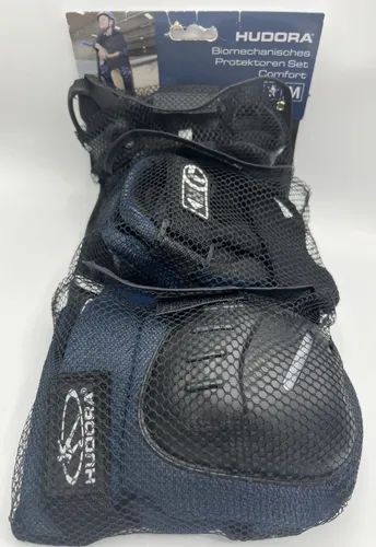 Hudora Protektoren-Set Comfort, Gr. M - Biomechanische Skate Pads - Schützer für Inlineskating & Skateboarding, mit biomechanischen Skate Pads und Easy Fit-System für schnellen Sitz. Ideal für Sicherheit und Komfort beim Fahren.