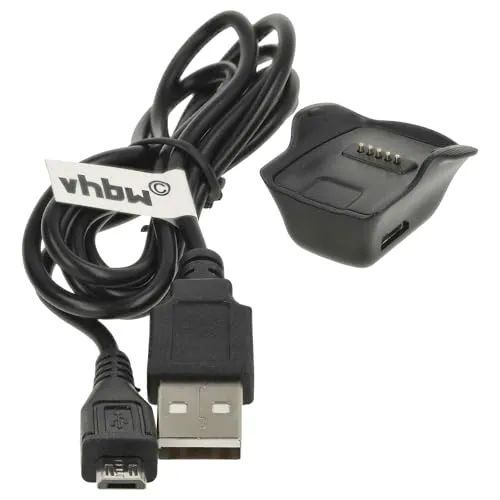 vhbw Ladekabel kompatibel mit Samsung Gear Fit SM-R350 Smartwatch, Fitnesstracker - Ladestation, Dockingstation, Ersatzkabel, Schwarz
