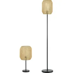 HOMCOM Stehlampe Boho Set mit Tischleuchte in beige von HOMCOM
