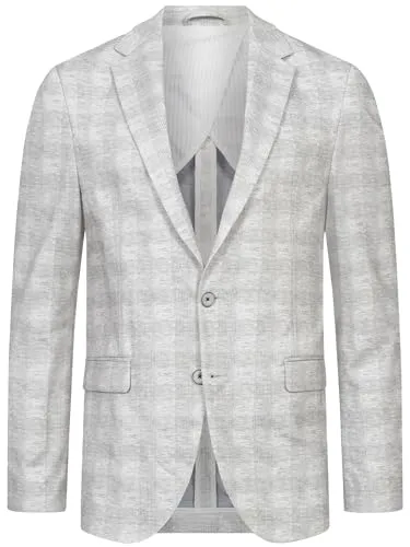 JEFF Herren JFLeo Sakko mit Stretch | Klassische Anzugjacke Herrenjackett Grey Check, 50