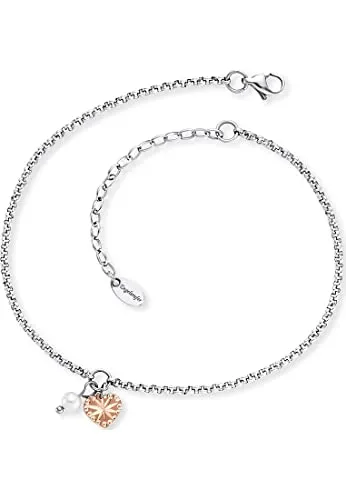 Engelsrufer Fußkettchen Herz mit Süßwasserperle in gold von Engelsrufer