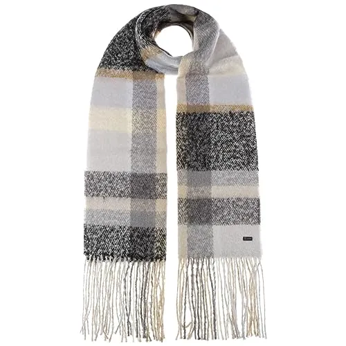 Lipodo Bouclé Soft Schal - Webschal mit Karomuster - Winterschal für Damen - Warm & gemütlich - Herbst/Winter - Made in Germany schwarz One Size