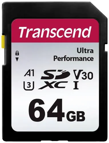 Transcend TS64GSDC340S SDXC-Karte 64 GB A1 Application Performance Class, v30 Video Speed Class, UHS-Class 3 stoßsicher, Wasserdicht