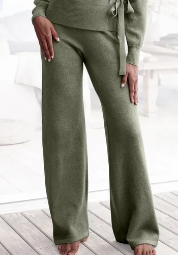 LASCANA Strickhose Damen, Gr. 32/34, grün - Bequeme Stoffhose mit weitem Bein und Rippbündchen. Ideal für Loungewear, aus kuschelig weicher Strickqualität für höchsten Komfort.