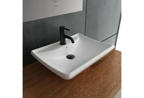 Alpenberger Aufsatzwaschbecken Keramik - Antibakteriell & Pflegeleicht - Elegantes, eckiges Waschbecken mit innovativer Nano-Beschichtung für optimale Hygiene. Einfach zu reinigen und flexibel montierbar - perfekt für jedes Badezimmer!